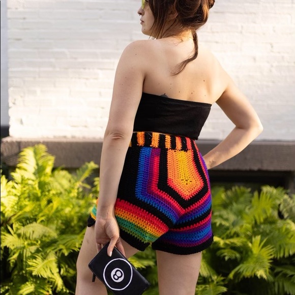 ✤ Dark Rainbow Crochet Shorties ✤ - Picture 1 of 4